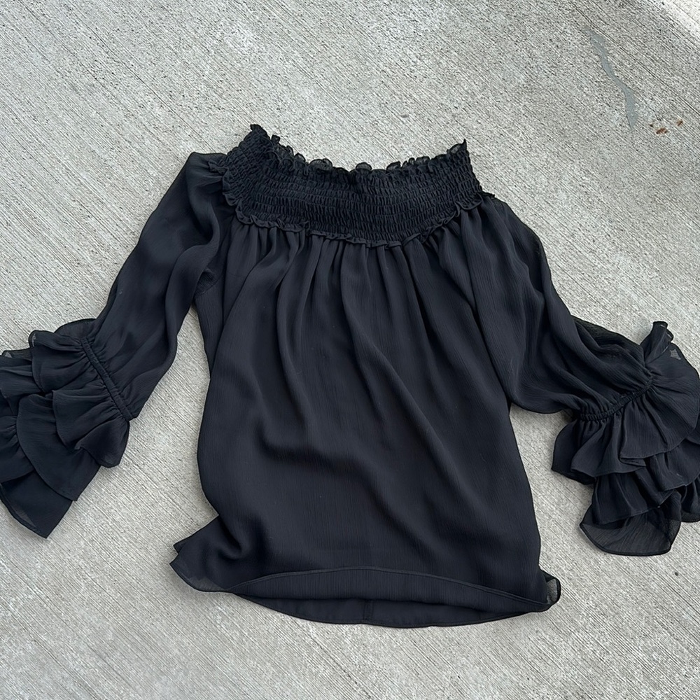 Cece Black Ruffled Blouse - image 2